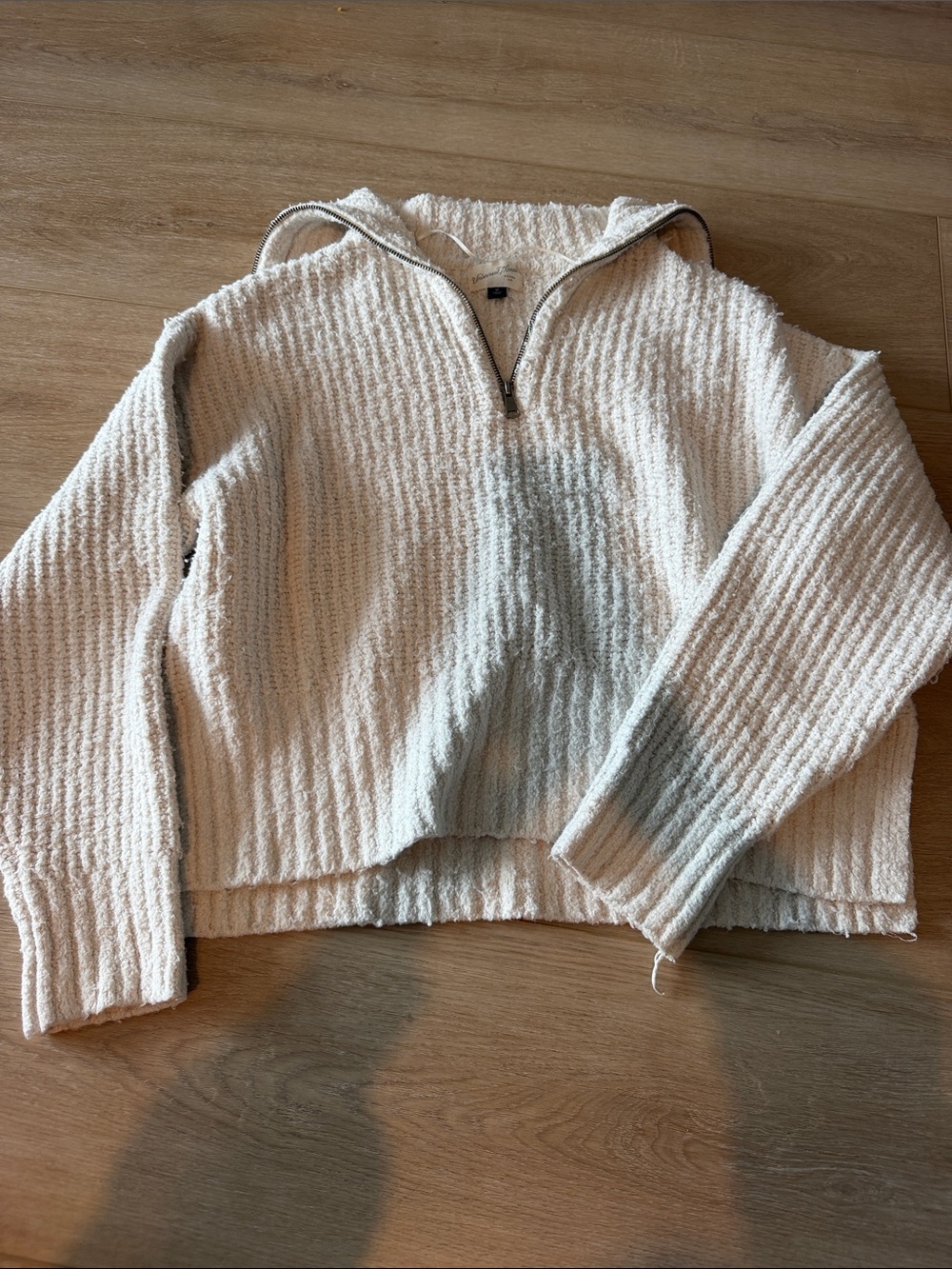 Universal Thread Cream Quarter-Zip Textured Turtleneck Sweater